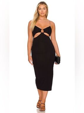 Good American Cutout Cord Midi Dress